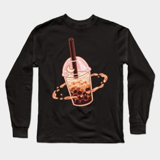 Brown Sugar Boba Milk Tea Space Long Sleeve T-Shirt